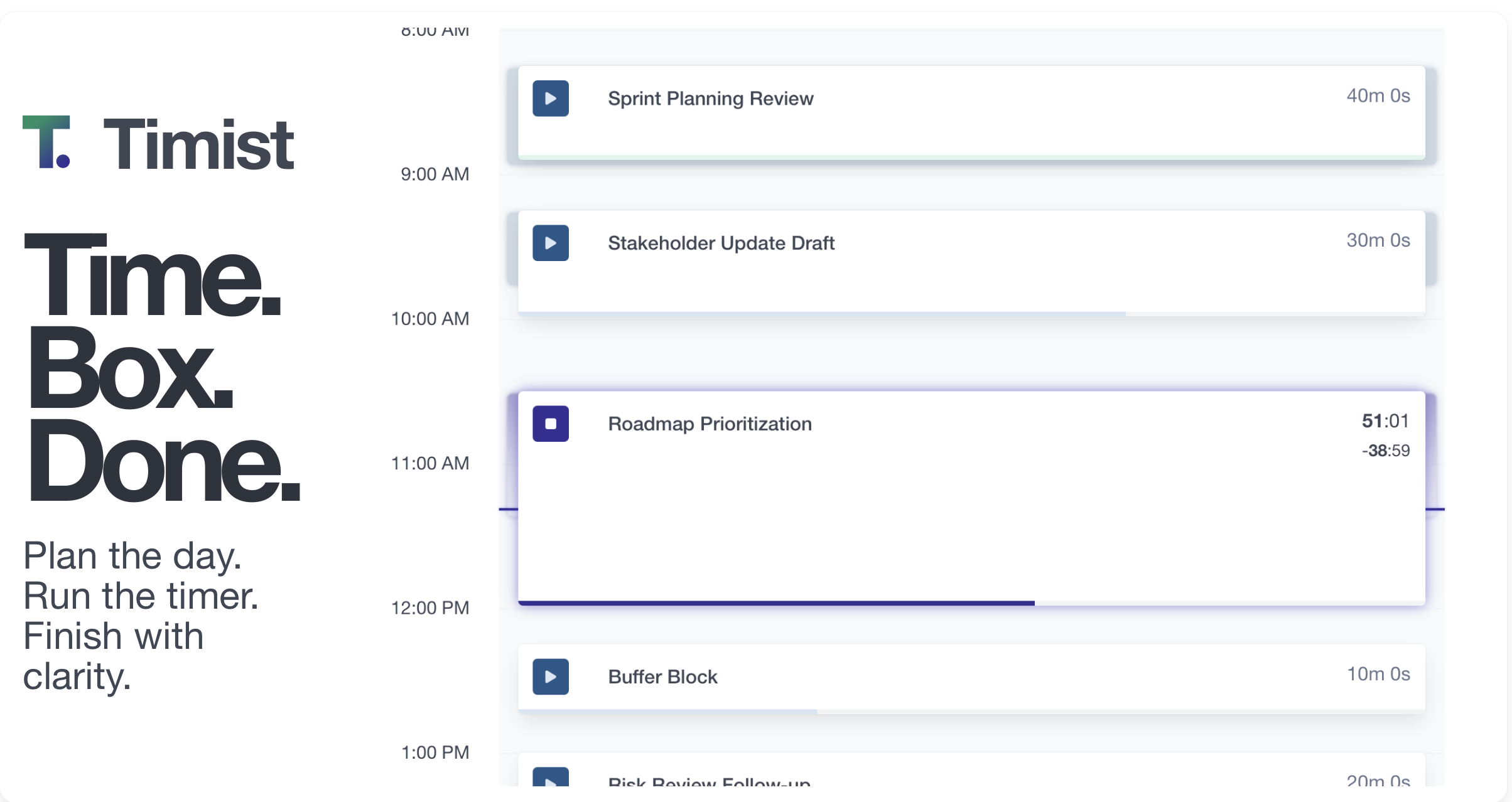 Timlist Timist — Time. Box. Done.